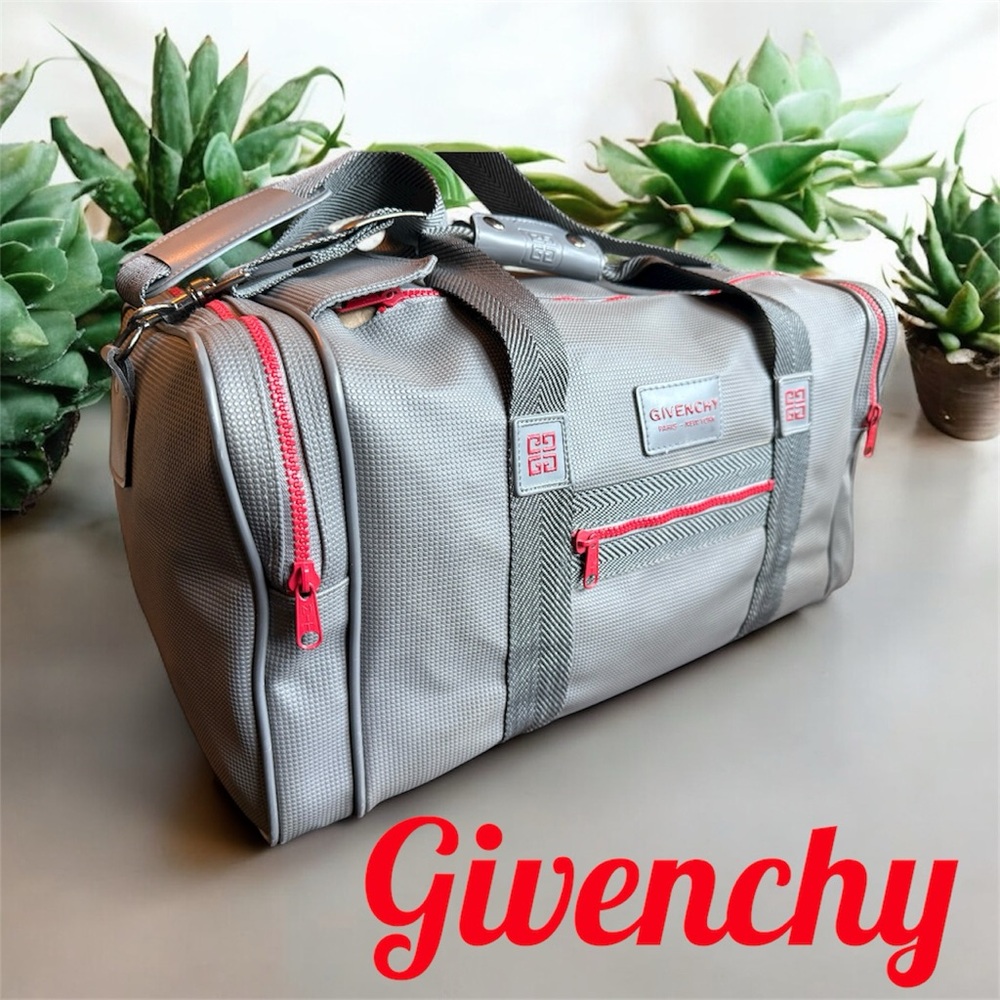 Givenchy Paris New York Gray and Red Duffle Bag. Used 1X EUC